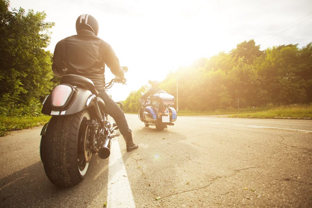 Motorcycle riders road tripping