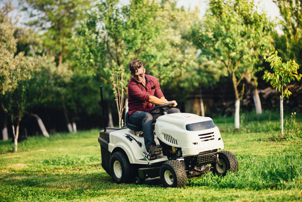 a man on a professional mower